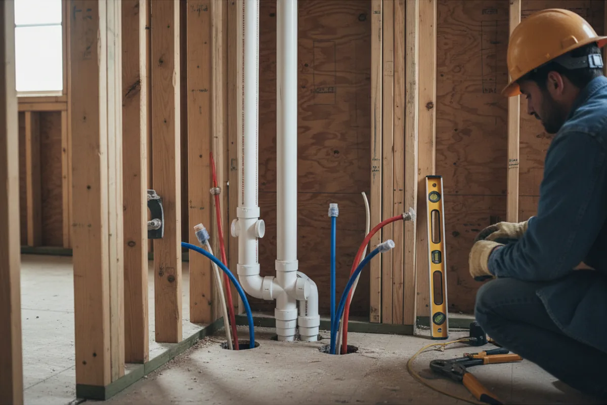 Drain and supply rough-in during Sump Pump Repair in Mannford