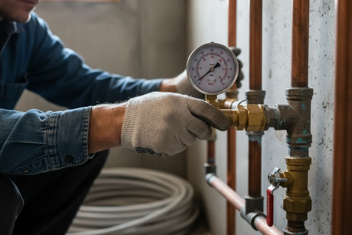 Pressure testing a repaired line during Water Line Repair in Mannford